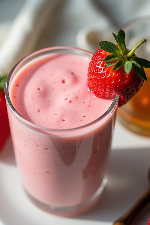 delicious nutritious strawberry banana smoothie