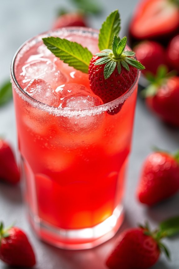 refreshing strawberry mint beverage