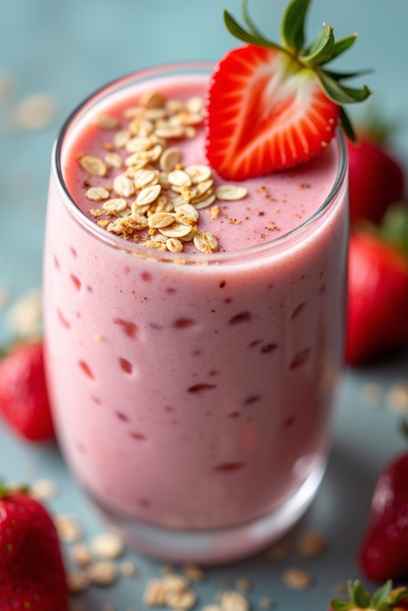 strawberry oatmeal breakfast smoothie