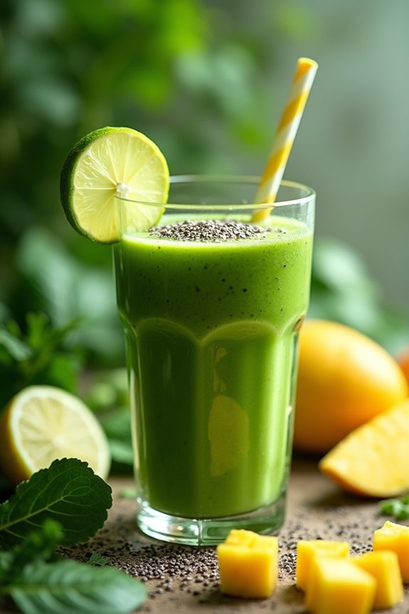 tropical green breakfast smoothie