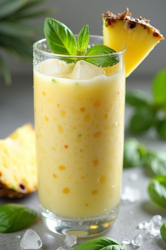 tropical pineapple basil smoothie