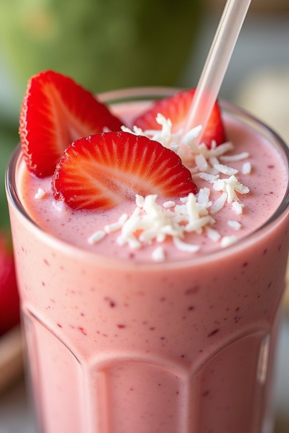 tropical strawberry coconut smoothie