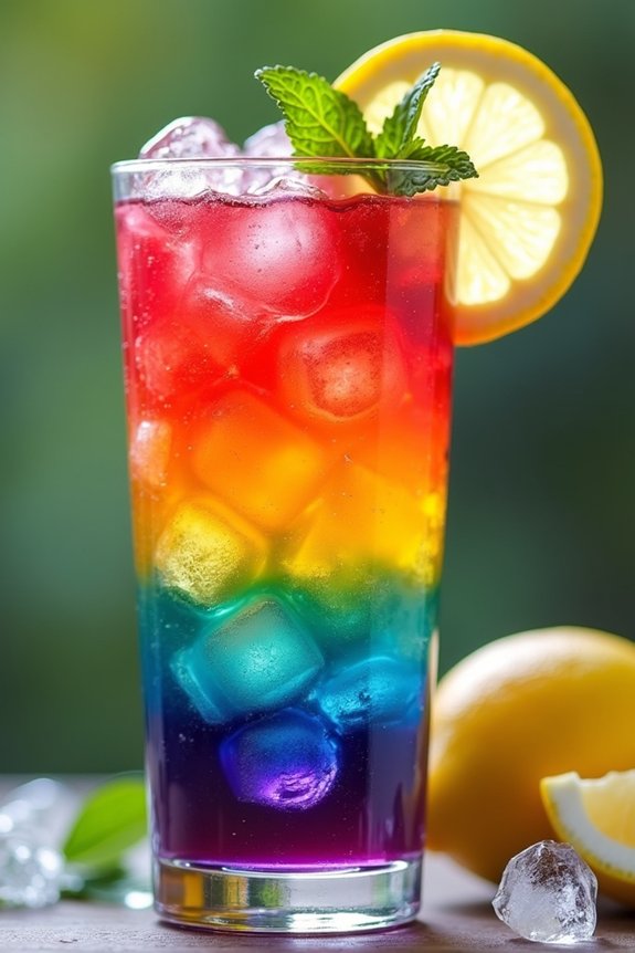 colorful layered fruity lemonade