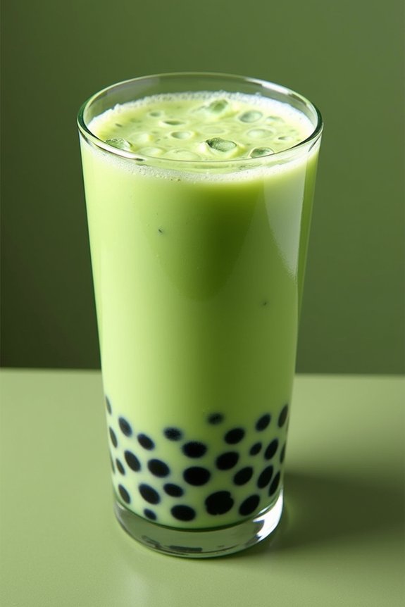homemade matcha bubble tea