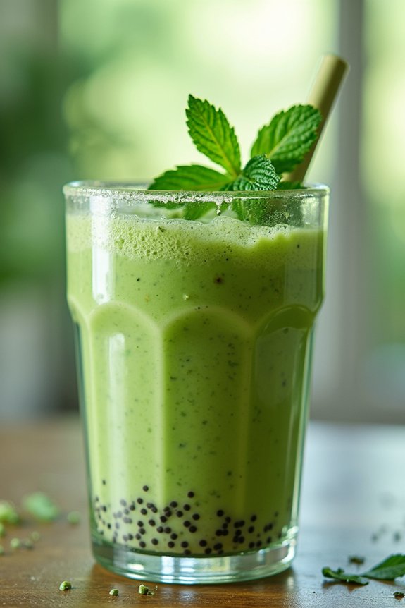 matcha mint chia shake