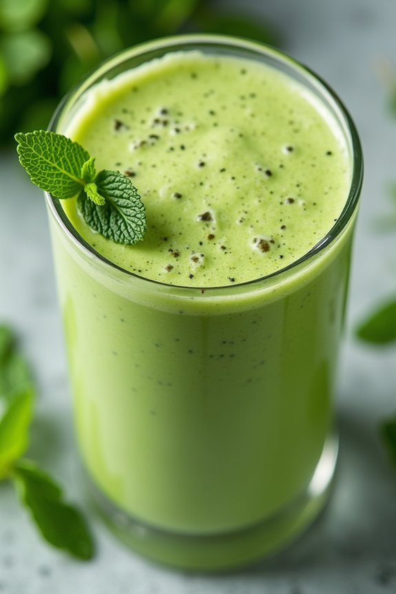 matcha mint protein shake