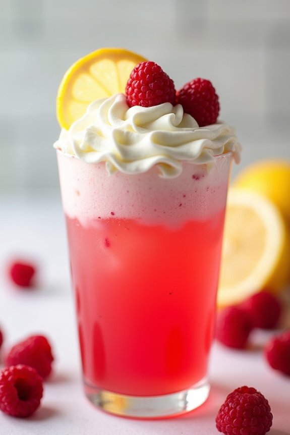 raspberry lemonade with whipped cream