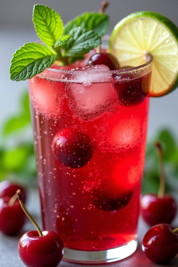 refreshing cherry mint beverage