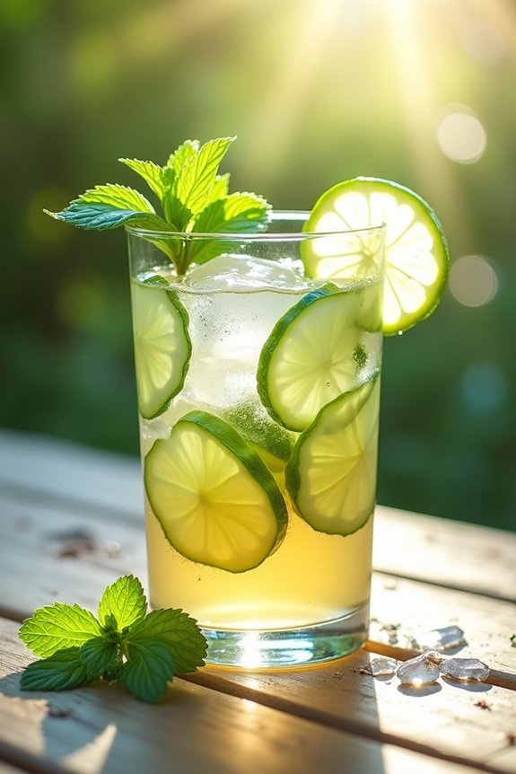 refreshing cucumber lime iced tea