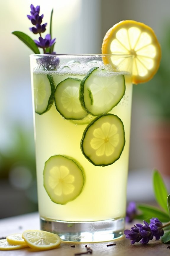 refreshing floral cucumber lemonade