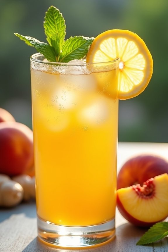 refreshing peach ginger lemonade