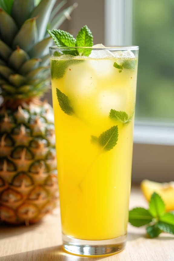 refreshing pineapple mint juice