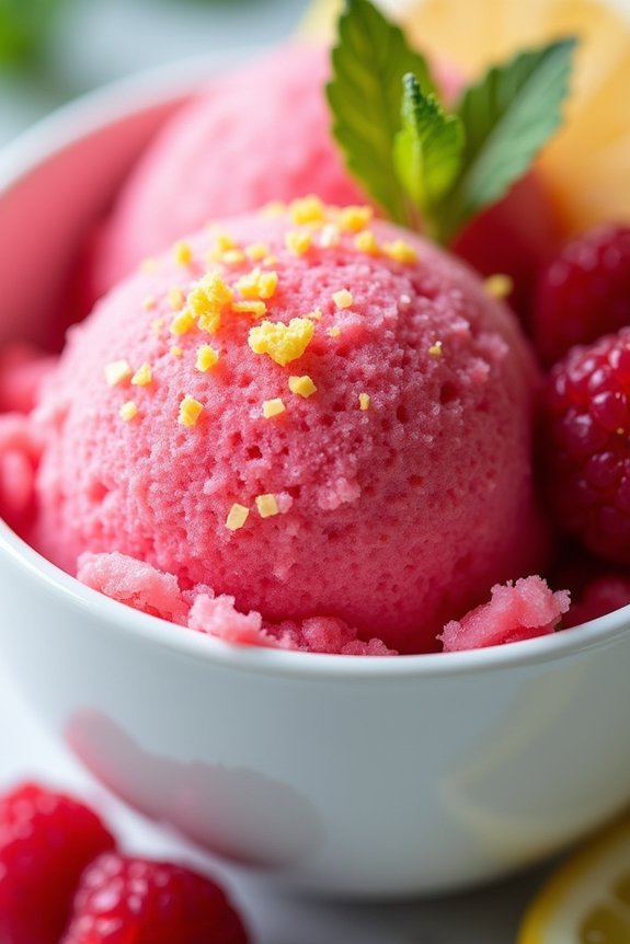 refreshing raspberry lemonade sorbet