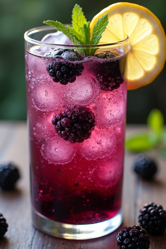 refreshing sparkling blackberry lemonade
