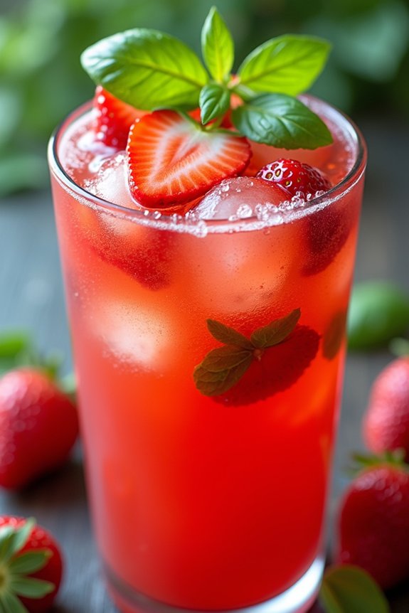 refreshing strawberry basil beverage