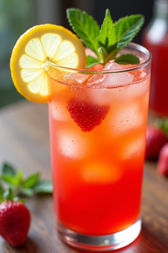 refreshing strawberry ginger lemonade