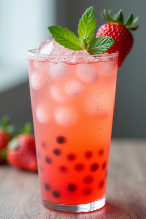 refreshing strawberry lemonade bubble tea