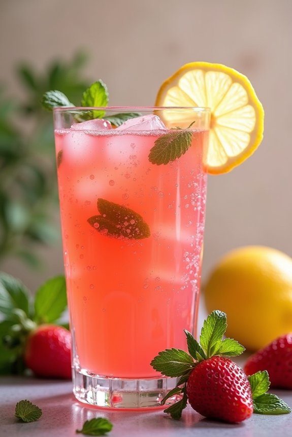 refreshing strawberry mint lemonade