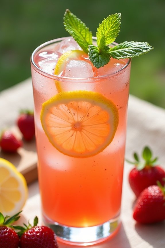refreshing strawberry mint lemonade