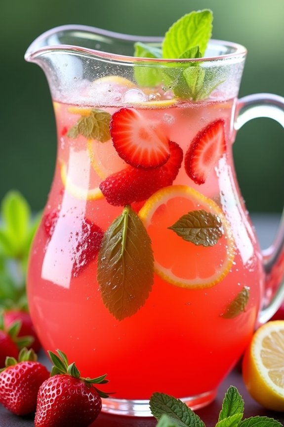 refreshing strawberry mint lemonade