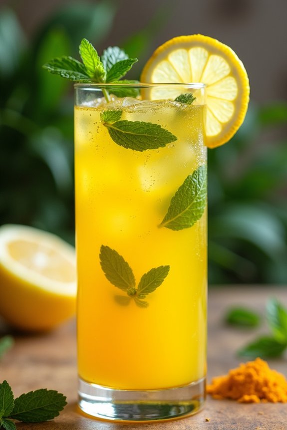 revitalizing mint turmeric lemonade