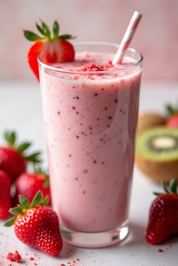 strawberry kiwi greek yogurt shake