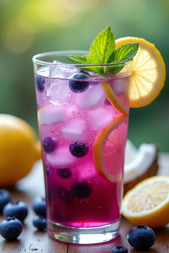 tropical coconut blueberry lemonade