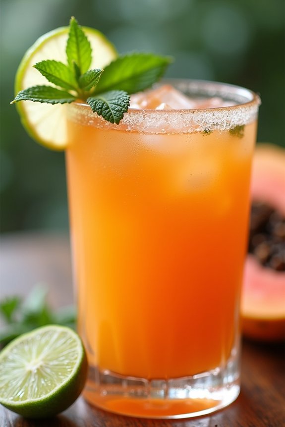 tropical papaya mint beverage