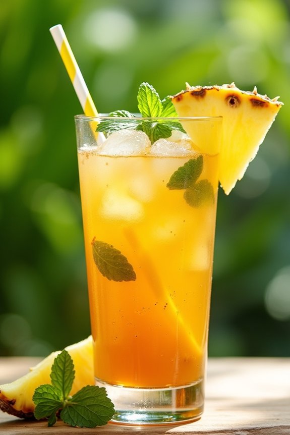 tropical pineapple green iced tea