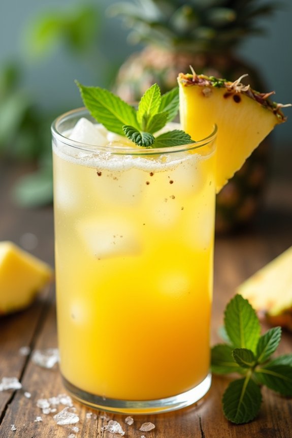 tropical refreshing pineapple mint cooler