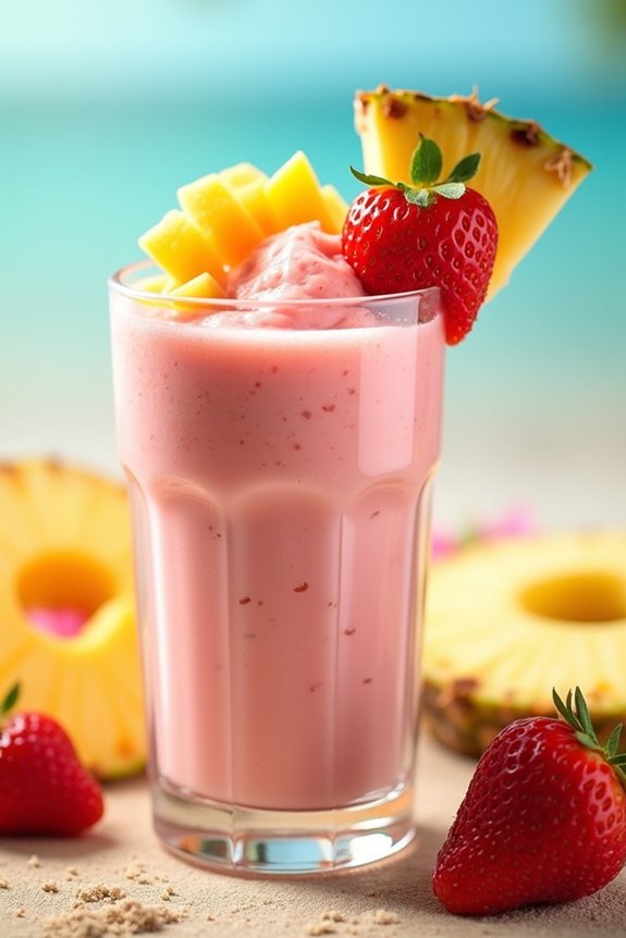tropical strawberry protein shake