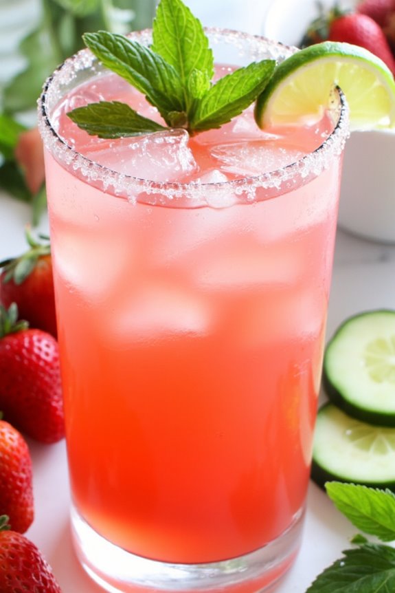 refreshing cucumber strawberry margarita