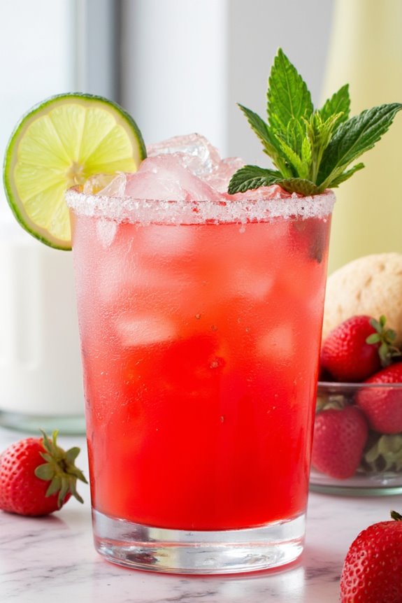 refreshing strawberry mint cocktail