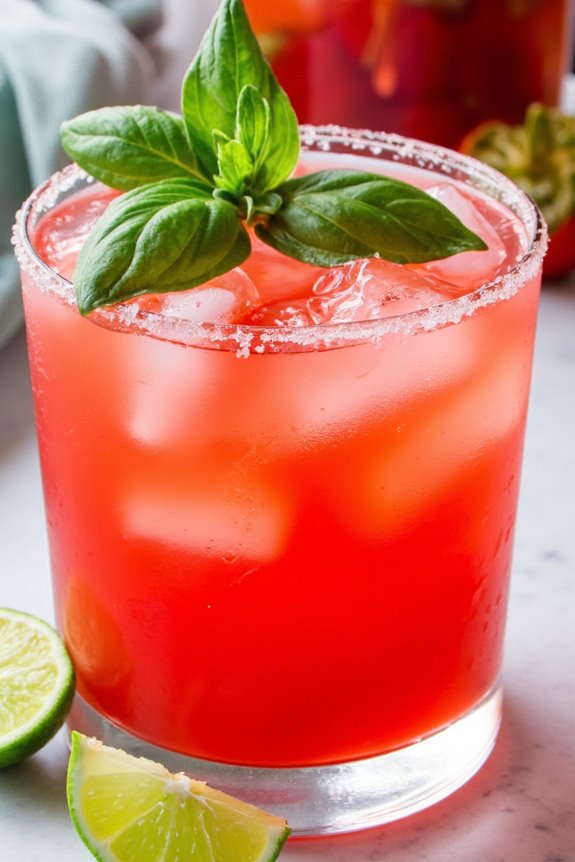 sweet strawberry basil margarita