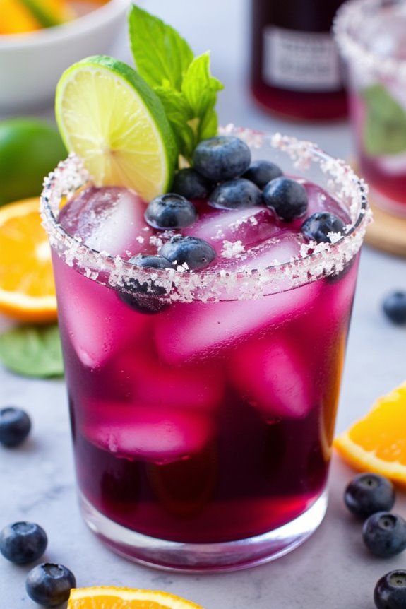 vibrant blueberry passion fruit margarita